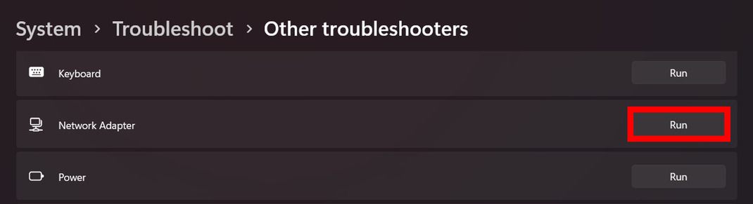 network adapter troubleshoot