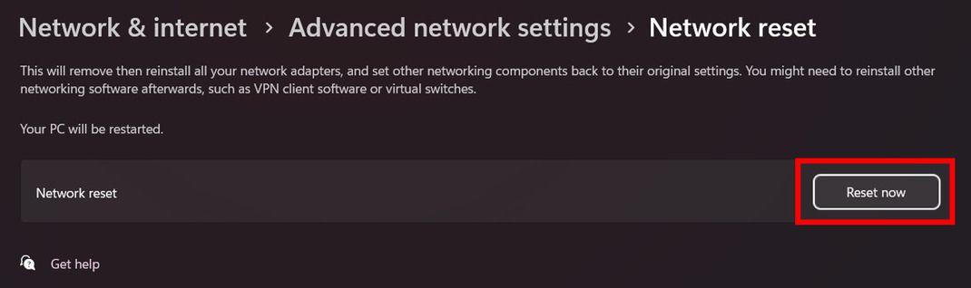 reset network settings