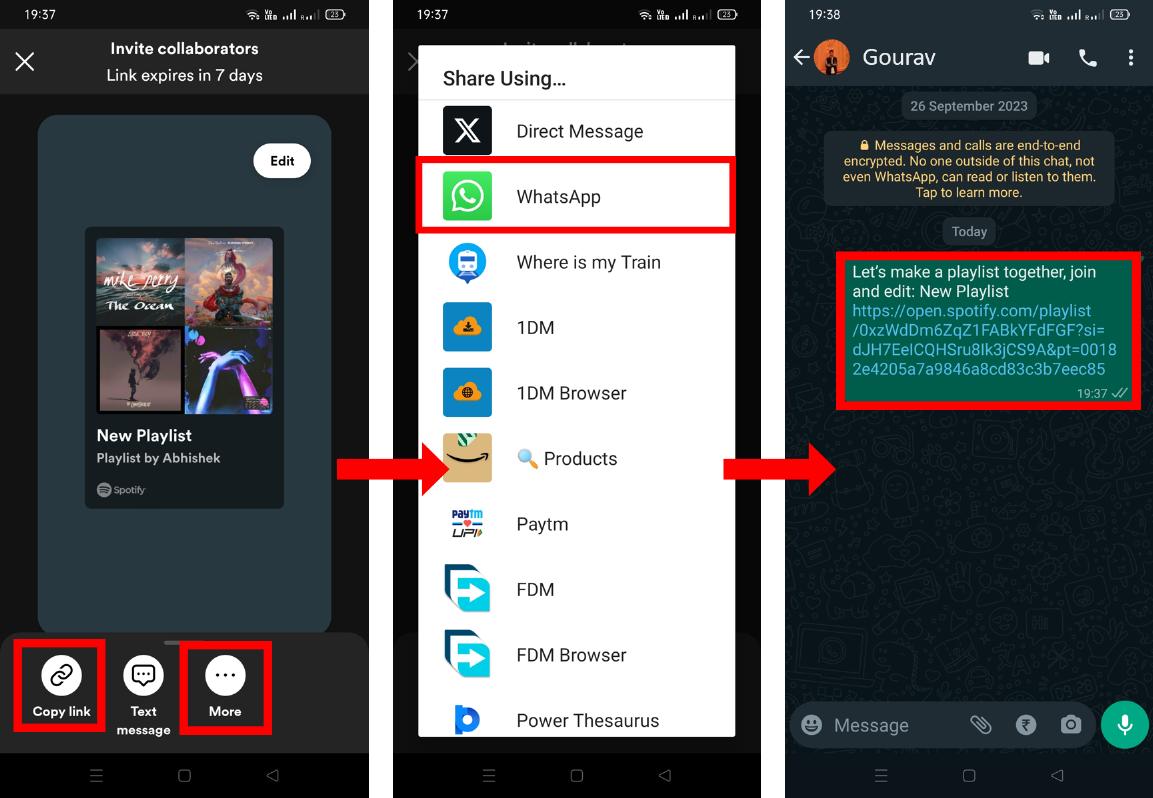 send invitation link
