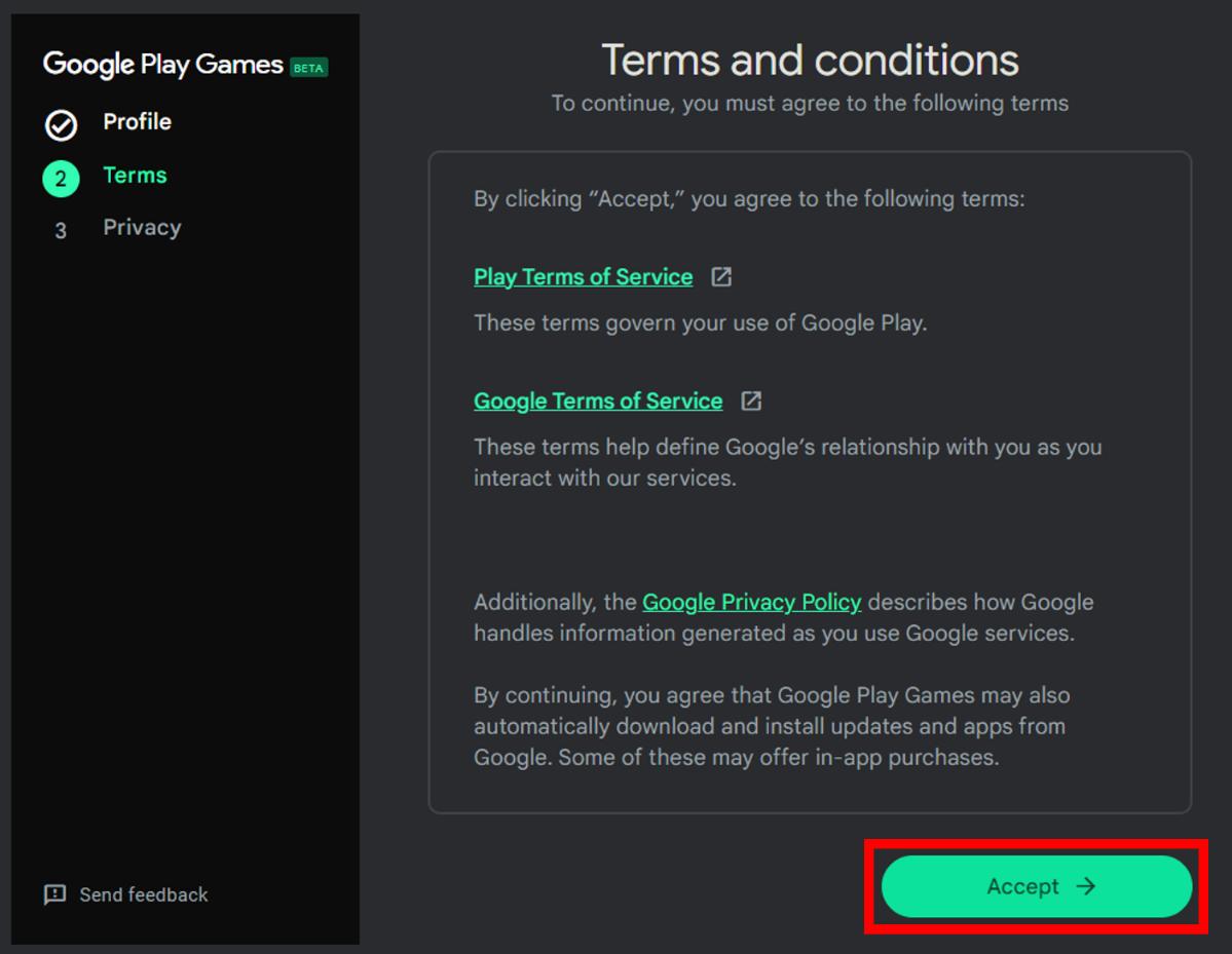 Google play games terms